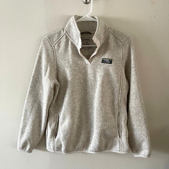 L.L. Bean Jackets & Blazers - L.L. Bean Womens S Petite Sweater Fleece Jacket Cream Gorpcore
